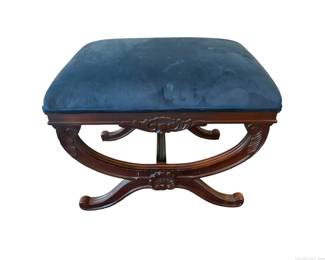 Carved Regency Style Upholstered Bench for Entryway