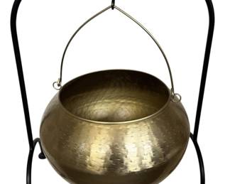 Broomstick Blvd Brass Cauldron with Metal Stand