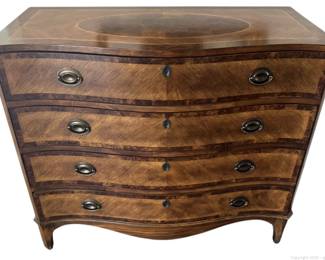 Hooker Furniture Burl Wood 4 Drawer Bowed Chest