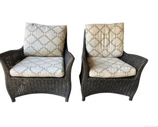Pair of Frontgate Outdoor Wicker Dining Armchairs