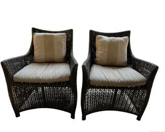 Pair of Frontgate Outdoor Wicker Dining Chairs
