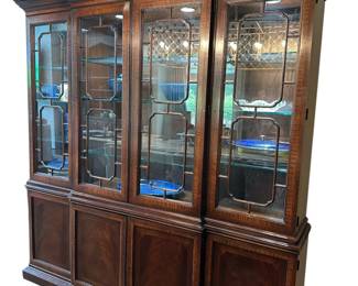 Drexel Heritage Lighted China Cabinet with Inlay Wood Detail