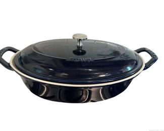 Staub Dark Blue Oval Ceramic Covered Baking Dish