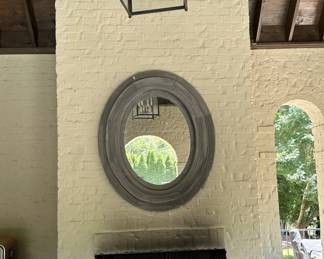 Large Wooden Outdoor Oval Mirror