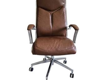 Realspace Modern Comfort Verismo Bonded Leather High Back Executive Office Chair Brown Chrome