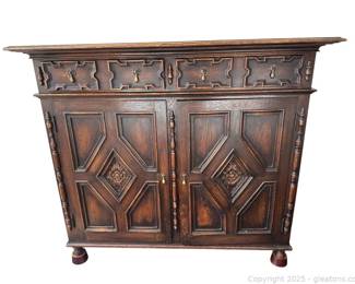 18th Century Walnut Carved Buffet with Brass Hardware