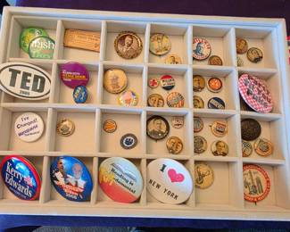 Vintage and antique political buttons and others.