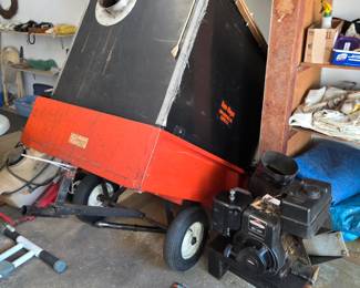 Trac vac 860 leaf vacuum system. Trailer, working vacuum motor, hoses, connector for John Deere riding mower. 