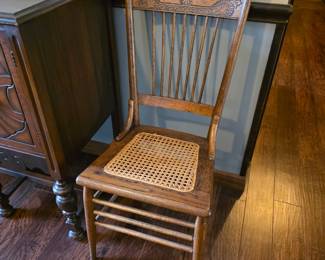 Beautiful Antique Kitchen Dining Chair Cane Seat. Two available. 