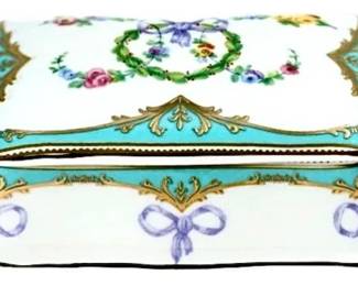 English Porcelain Trinket Box - Great Exhibition Pattern