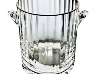 Vintage Block Crystal Radiance Collection Ice Bucket Gold Trim