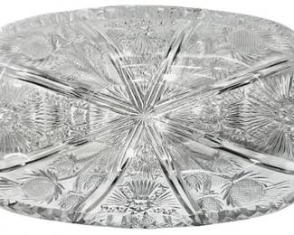 Vintage American Pressed Glass - 8" L.G. Wright Oval Relish Dish -Paneled Thistle Pattern
