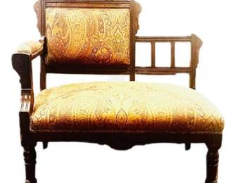 Victorian Eastlake Settee On Original Porcelain Casters