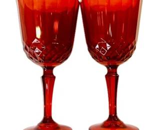 Red Stemmed Wine Glasses