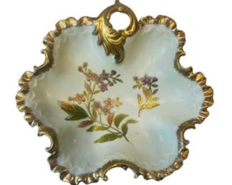 Antique Hand Painted Porcelain Plate With Scalloped Border & Crossed Arrows Hallmark