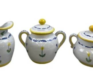 Shafford Hand Painted Italian Sugar Bowls And Creamer