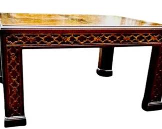Chinese Chippendale Style Burl Wood Coffee Table