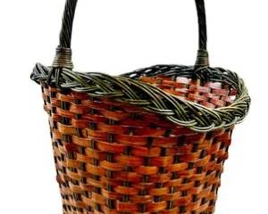 Rattan Storage Basket With Green Accent