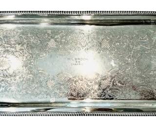 Vintage Silver Plated 23 Inch Serving Tray With Trophy Engraving