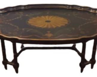 Maitland & Smith Neoclassical Style Coffee Table - English Chinese Chippendale Pie Crust Tray Table