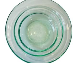 Vintage Green Uranium Glass Bowl - Shallow Ribbed Design - 6.5" In Diameter