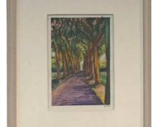 Original Oil - Orange Poplar Alley By Helen Cantrell