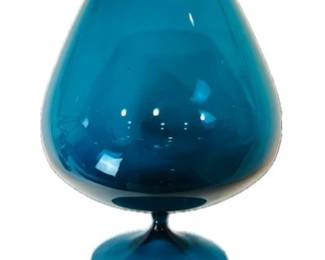 MCM Oversized Blue Glass Brandy Snifter