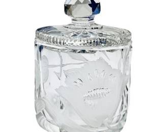 Vintage American Cut Glass Mustard Pot