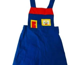 Vintage Florence Eiseman Jumper Dress With School House Appliques