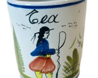 French Quimper Pottery Tea Canister - Signed