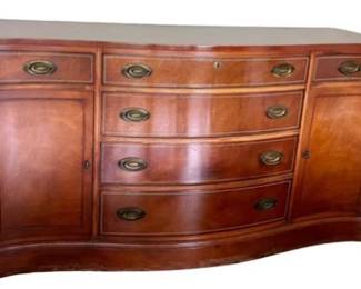 Sloane Breakfront With Stenciled Design And Original Hardware - Lined Silver Drawers