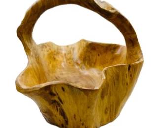 Hand Carved Wooden Basket