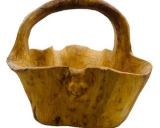 Hand Carved Wooden Basket