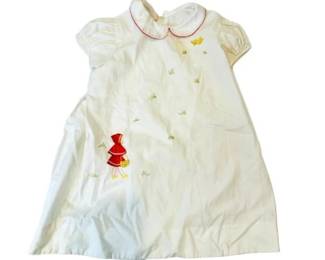 Vintage Hand Embroidered Little Red Riding Hood Dress - Made In Madeira Portugal