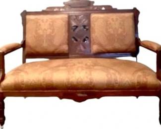 Victorian Eastlake Settee With Original Porcelain Casters