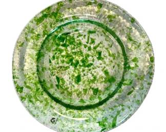 Signed "Murano Acquachiara" Fused Art Glass Plate With Original Tags & Labels