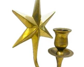 Brass Star Wall Mount Candlestick Holder