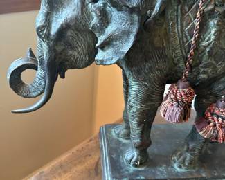 Close up of the Maitland Smith Elephant Lamp