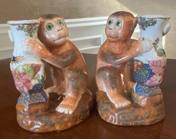 Chinoiserie Monkey Vases