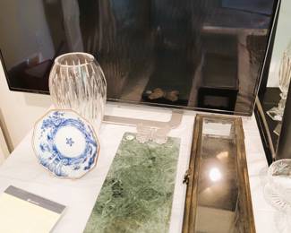 Arthur Court marble tray - decorative trinket box - computer monitor/small tv