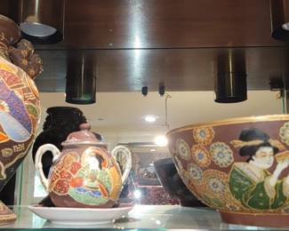 Satsuma Porcelain: Moriage, Nippon, Japanese Kutani Moriage Brown Dragonware