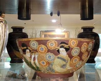 Satsuma Porcelain: Moriage, Nippon, Japanese Kutani Moriage Brown Dragonware