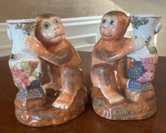 Chinoiserie Monkey Vases