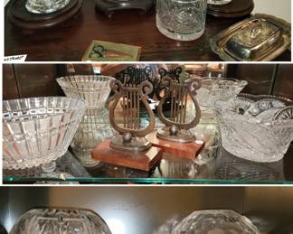 Crystal bowls, rose bowls, vases and biscuit jars