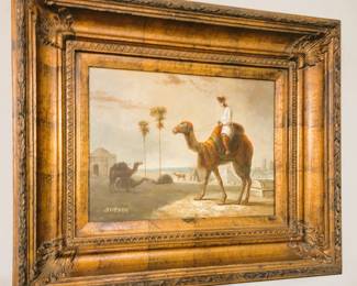 Man on Camel beautifully framed oil