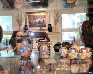 Satsuma Porcelain: Moriage, Nippon, Japanese Kutani Moriage Brown Dragonware
