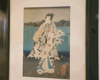 Woodblock framed art