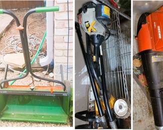 Lawn care: spreader, electric trimmer and blower