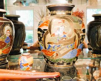 Satsuma Porcelain: Moriage, Nippon, Japanese Kutani Moriage Brown Dragonware