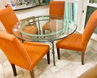 Crate & Barrel Dining Set $450 for immediate purchase. 52" x 29" tall. Chairs 22" wide x 21" deep x 39" tall